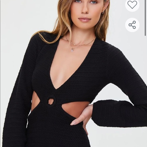 Black Cutout Dress Knit NWT Forever 21 M - Picture 5 of 6